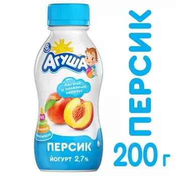 БЗМЖ Йогурт питьевой Агуша персик 2,7% 200г