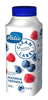 БЗМЖ Йогурт питьевой Valio малина/черника 0,4% 330г