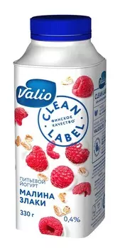 БЗМЖ Йогурт питьевой Valio малина/злаки 0,4% 330г