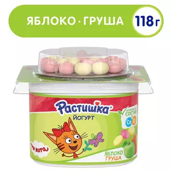 БЗМЖ Йогурт Растишка Яблоко/груша с печеньем 3% 118г