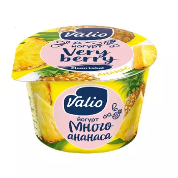 БЗМЖ Йогурт Valio ананас 2,6% 180г