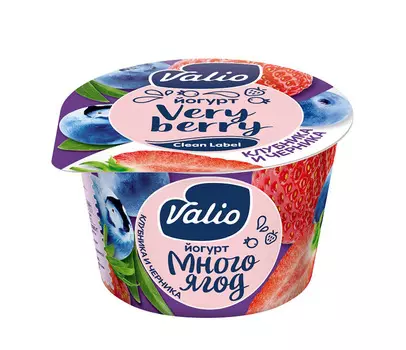 БЗМЖ Йогурт Valio черника/клубника 2,6% 180г