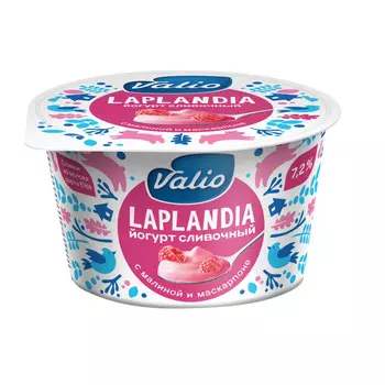 БЗМЖ Йогурт Valio Laplandia малина/сыр маскарпоне 7,2% 180г