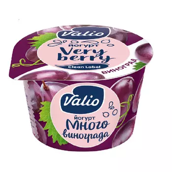 БЗМЖ Йогурт Valio виноград 2,6% 180г