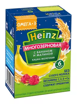 БЗМЖ Каша Heinz Жидкая Мнозерновая Банан Малина 200мл