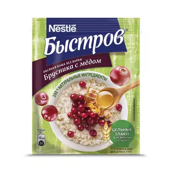 БЗМЖ Каша овсяная Быстров брусника с медом сашет 40г