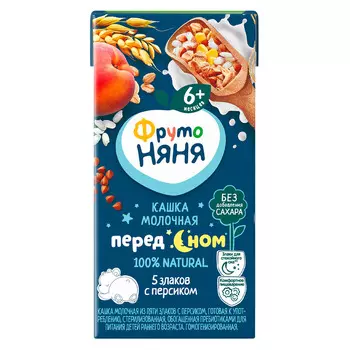 БЗМЖ Кашка ФрутоНяня мол. 5 злаков/персик с 6мес 200мл