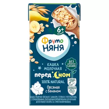 БЗМЖ Кашка ФрутоНяня мол. овсяная с бананом с 6 мес 200мл т/пак