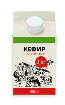 БЗМЖ Кефир 1% 450г пюр-пак с крышкой