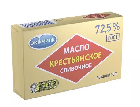БЗМЖ Масло слив Экомилк Крестьянское 72,5% 180г ф