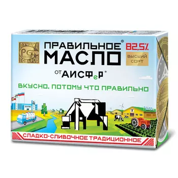 БЗМЖ Масло сливочное Правильное масло 82,5% 180г