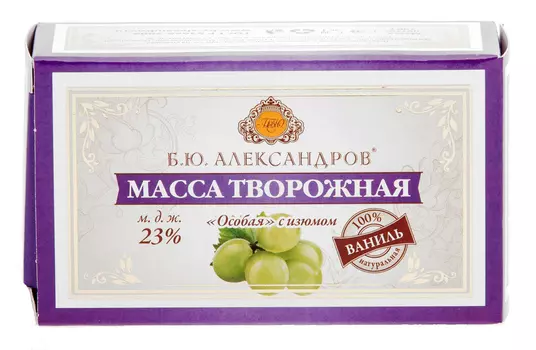 БЗМЖ Масса творожная Б.Ю. Александров изюм 23% 100г