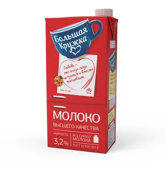 БЗМЖ Молоко утп Большая кружка 3,2% 1980г