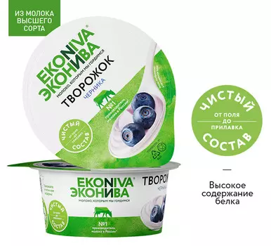 БЗМЖ Продукт творож Творожок Эконива 5% черника 125г