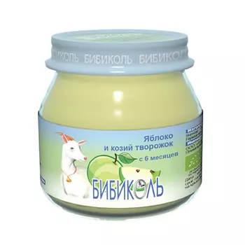 БЗМЖ Пюре Бибиколь яблоко/козий творожок с 6мес 80г