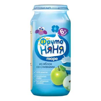 БЗМЖ Пюре ФрутоНяня Неженка яблоко/сливки с 6мес 250г ст/б