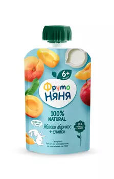 БЗМЖ Пюре ФрутоНяня яблоко/абрикос/сливки с 6мес 90г д/п