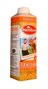 БЗМЖ Ряженка Вкуснотеево 4% 900г тт