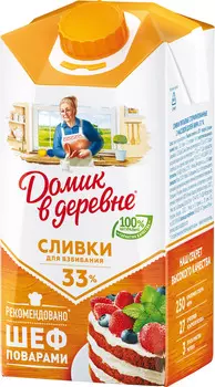 БЗМЖ Сливки Домик в деревне стерилизованные 33% 485мл