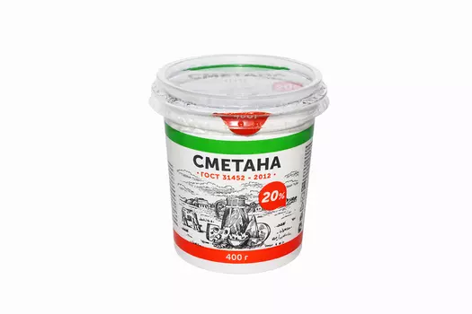 БЗМЖ Сметана 20% 400г стакан