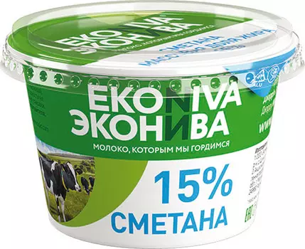 БЗМЖ Сметана Эконива 15% 200г