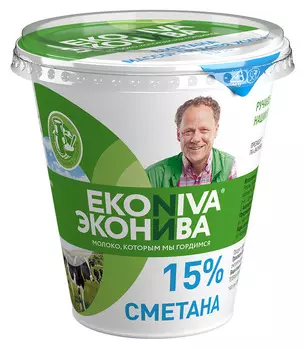 БЗМЖ Сметана ЭкоНива 15% 300г