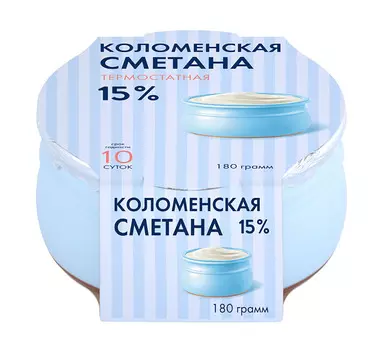 БЗМЖ Сметана Коломенская 15% 180г керамика