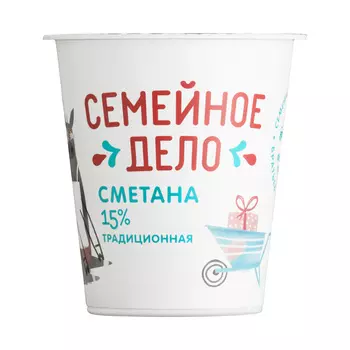 БЗМЖ Сметана Семейное дело 15% 330г