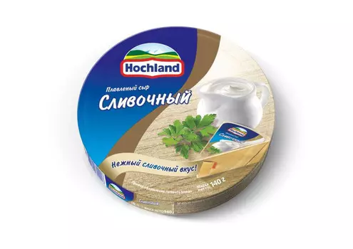 БЗМЖ Сыр плав Hochland сливочный 55% 140г круг Россия