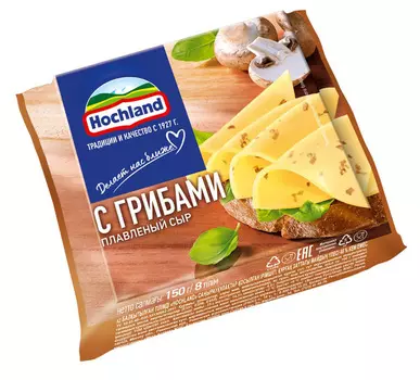БЗМЖ Сыр плавленый Hochland грибы ломтик 45% 150г Россия