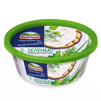 БЗМЖ Сыр творожный Hochland с зеленью 60% 140г Россия
