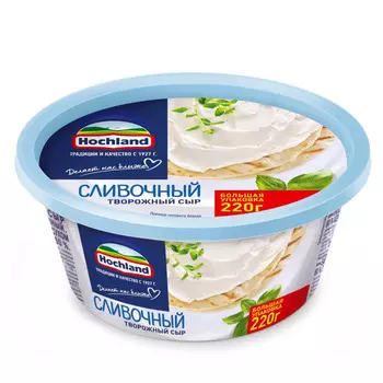 БЗМЖ Сыр творожный Hochland сливочный 220г ванна