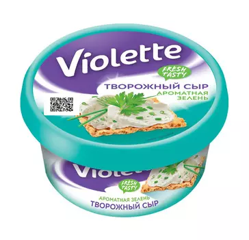 БЗМЖ Сыр творожный Violette с зеленью 70% 140г Россия