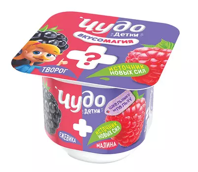 БЗМЖ Творог фруктовый Чудо Детки малина/ежевика 3,8% 100г