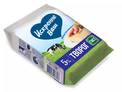 БЗМЖ Творог Искренне Ваш 5% 180г флоупак