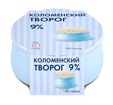 БЗМЖ Творог Коломенский 9% 180г керамика