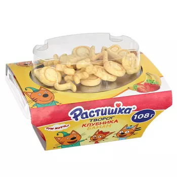 БЗМЖ Творог Растишка клубн/банан с печеньем буквы 3,5% 108г