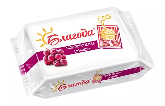 БЗМЖ Творожная масса Благода изюм 180г