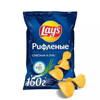 Чипсы картофельные Lay's Рифлёные Сметана/лук 150г