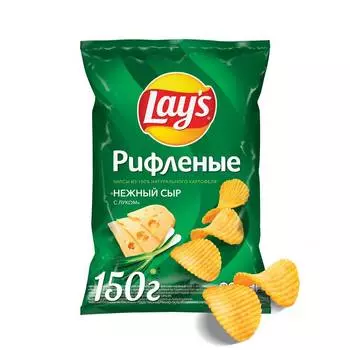 Чипсы картофельные Lays Рифлёные Нежный сыр/Лук 150г