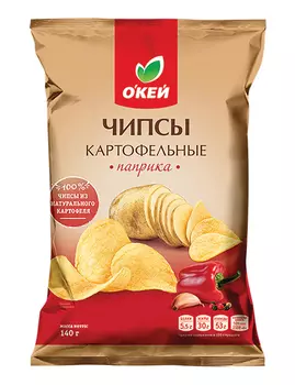 Чипсы картофельные ОКЕЙ со вкусом паприки 140г