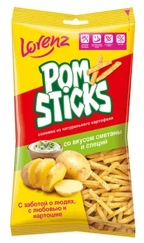 Чипсы картофельные Pomsticks соломкой Сметана/Зелень 100г