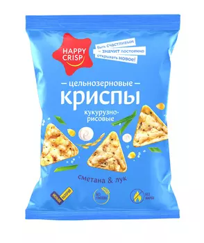 Чипсы кукурузно-рисовые HAPPY CRISP Cметана и Лук 50г