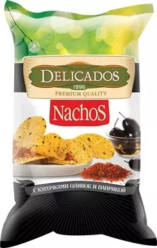 Чипсы кукурузные Nachos оливки/паприка 75г Delicados