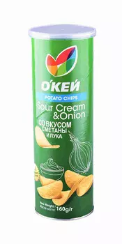 Чипсы ОКЕЙ Сметана/лук 160г