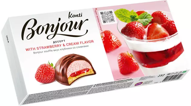 Десерт Bonjour со сливками 232г Konti