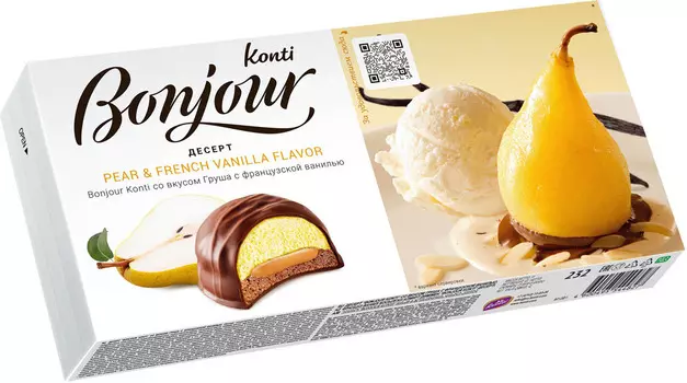Десерт Bonjour со вкусом Груша с французской ванилью 232г Konti