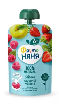 Десерт ФрутоНяня яблоко/клубника/малина 90г