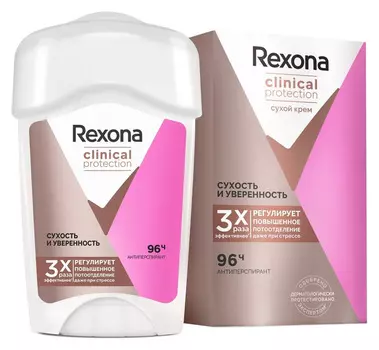 Дезодорант-антиперспирант крем женский Rexona Clinical Сухость и Уверенность 45мл