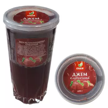 Джем в стакане клубничный 400г ОКЕЙ